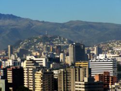 Skyline of downtown Quito.