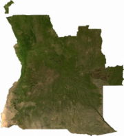 Satellite image of Angola, generated from raster graphics data supplied by The Map Library