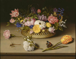 Flowers are common subjects of still lifes, such as this one by Ambrosius Bosschaert the Elder