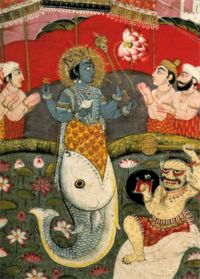 Incarnation of Vishnu as a Fish, from a devotional text.