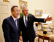 Ban Ki-moon with George W. Bush.