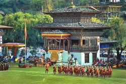 Changlimithang National Stadium, during a parade.