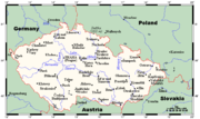 Map of the Czech Republic showing cities and main towns