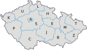 Map of the Czech Republic with regions.