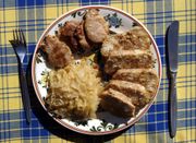 Vepřo-knedlo-zelo (Roast pork with dumplings and cabbage)
