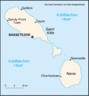 Map of Saint Kitts and Nevis