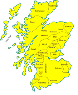 Map of Comital and other Lordships in Medieval Scotland, c. 1230.