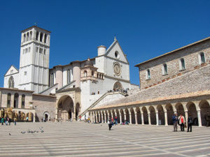 The Lower and Upper Basilica and the porticus, as seen from the Piazza delle Logge.