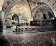 Papal altar with frescoes