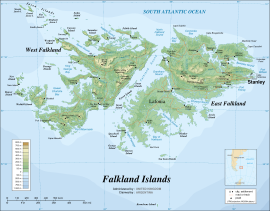 Map of the Falkland Islands.