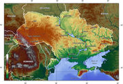 A topographic map of Ukraine