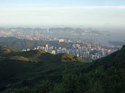 The hilly terrain of Kowloon and Hong Kong Island