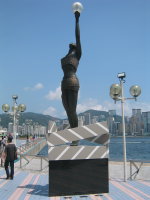 A statue on the Avenue of Stars, a tribute to Hong Kong cinema