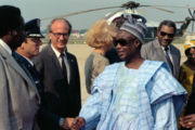 Ahmadou Ahidjo arrives at Washington, D.C., in July 1982.