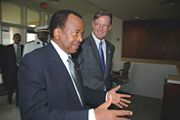 President Paul Biya of Cameroon and Ambassador R. Niels Marquardt of the United States, 16 February 2006.