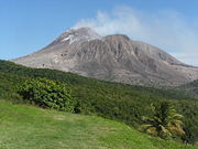 View of the dome of Montserrat's Soufriere Hills Volcano, taken from MVO (April 2007).