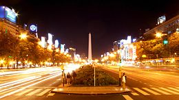 The Nueve de Julio Avenue, sometimes referred to as "the world's widest street". Its name honors Argentine Independence Day (July 9, 1816).