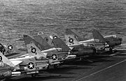 A-7Es on the USS Independence in 1983.