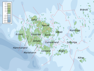 Geographical features and municipalities of the Åland Islands