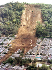 A landslide caused by one of the 2001 El Salvador earthquakes