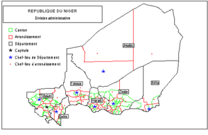 Administrative subdivisions of the Republic of Niger, post 1992.