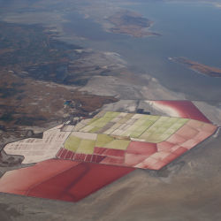 Solar evaporation ponds at Great Salt Lake's northeast end.