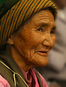 An elderly Tibetan lady