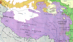 Ethnolinguistic Groups of Tibetan language, 1967 (See entire map, which includes a key)