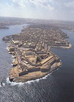 Aerial view of Valletta.