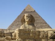 The Great Sphinx and the Pyramids of Giza, built during the Old Kingdom, are modern national icons that are  at the heart of Egypt's thriving tourism industry.