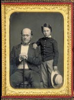 Henry James at eight years old with his father, Henry James, Sr. — 1854 daguerreotype by Mathew Brady