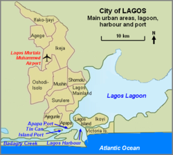 City of Lagos showing main urban areas