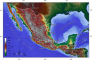 Topographic map of Mexico.