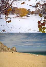 Annual snowfall in Chihuahua and an isolated beach in Cabo