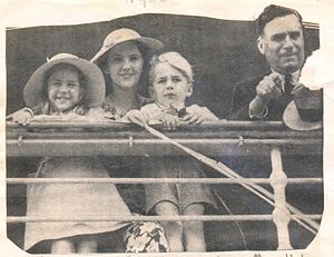 Rupert Murdoch in 1937 with his parents, Keith and Elisabeth Murdoch, and his sister, departing Melbourne for Britain, by sea.