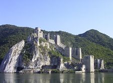 Golubac fortress overlooking the Danube river