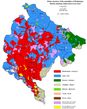 Ethnic map of the Republic of Montenegro according to the 2003 census