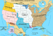 Territorial expansion of the United States, omitting Oregon and other claims.