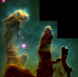 One of Hubble's most famous images: "pillars of creation" where stars are forming in the Eagle Nebula