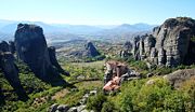 View of the rocky Meteora formation in central Greece.