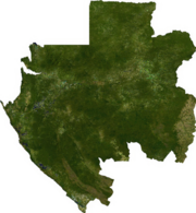 Satellite image of Gabon, generated from raster graphics data supplied by The Map Library