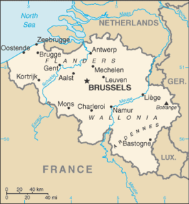 Main areas and places in Belgium