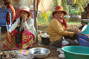 Local women at a market in Battambang