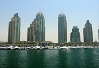 The Dubai Marina, a residential district, is the world's second largest man-made marina.