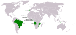 Countries and regions where Portuguese has official status.