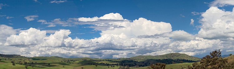 A cumulus cloudscape over Swifts Creek, Victoria, Australia