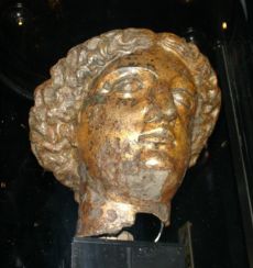 A head of Minerva found in the ruins of the Roman baths in Bath