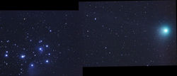 Comet Machholz passes near the Pleiades in early 2005