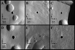 THEMIS image of cave entrances on Mars