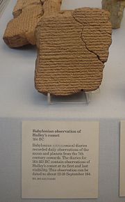 A Babylonian tablet recording the appearance of Halley's comet in 164 BC.